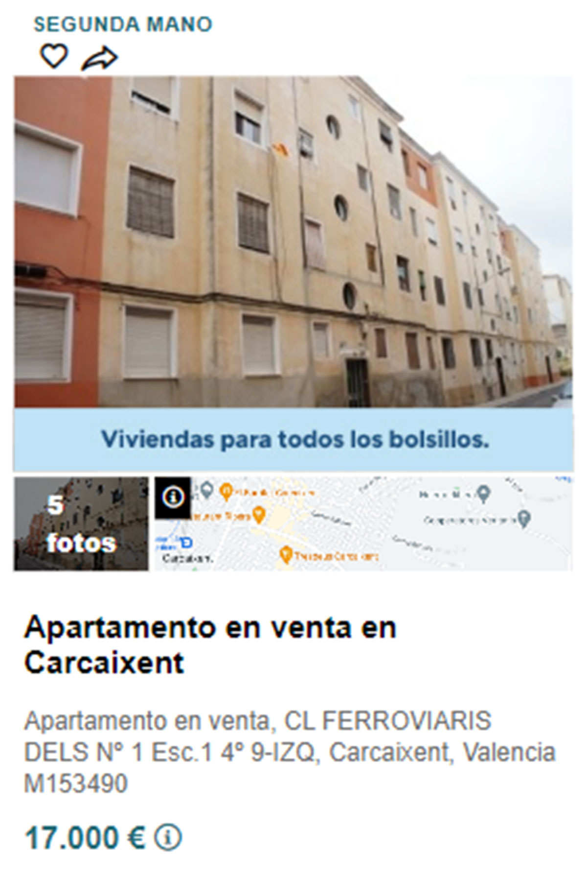Piso en pueblos de Valencia por 17.000 euros