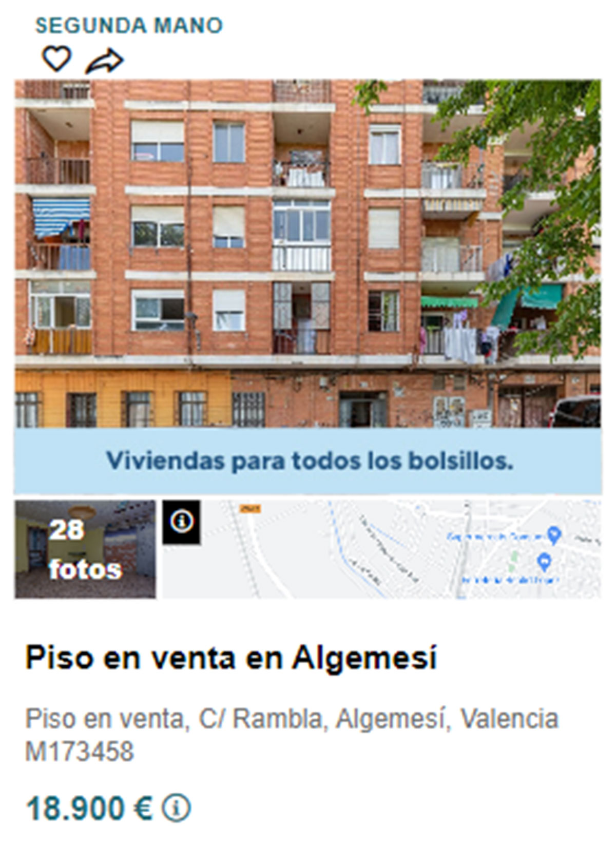 Piso en pueblos de Valencia por 19.800 euros