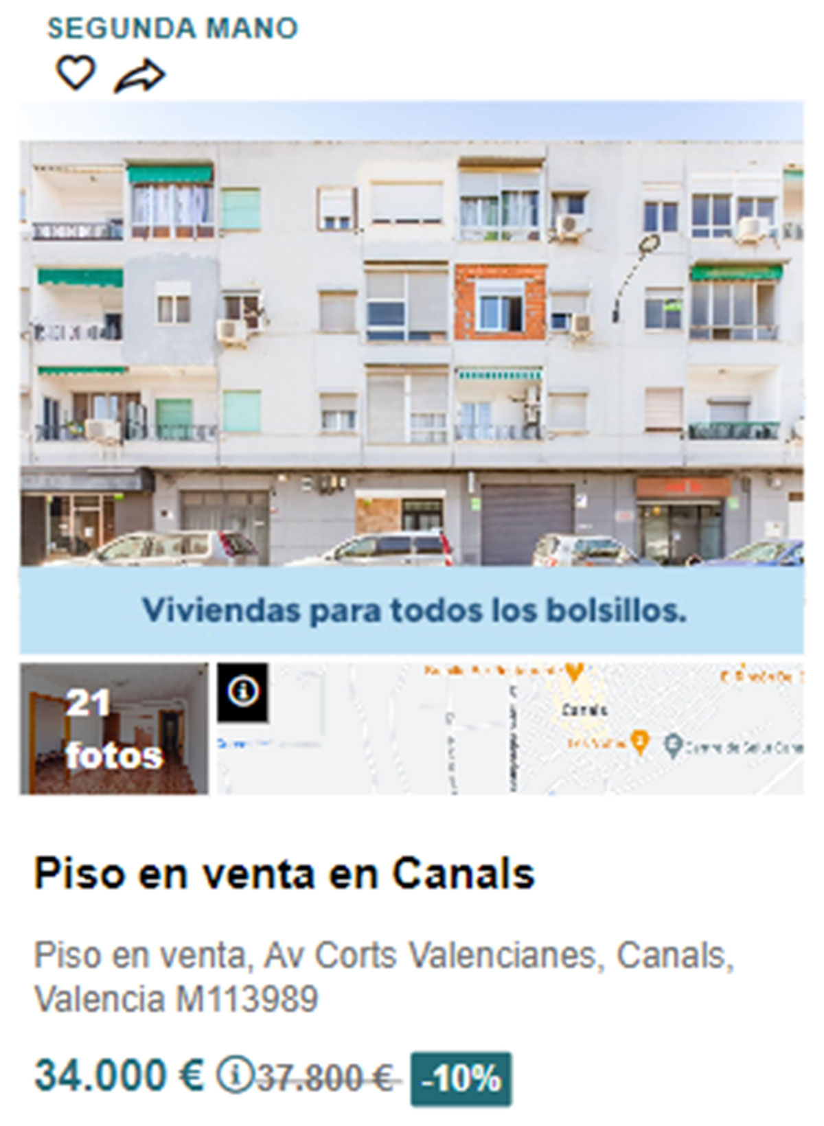 Piso en pueblos de Valencia por 34.000 euros
