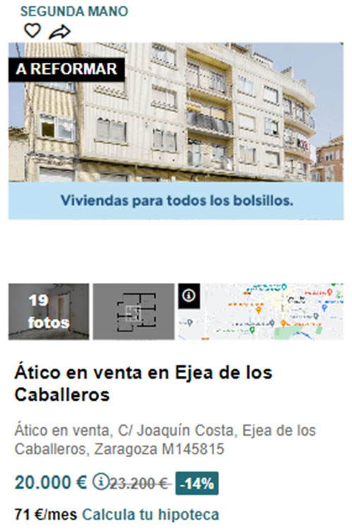 Ático de banco por 20.000 euros