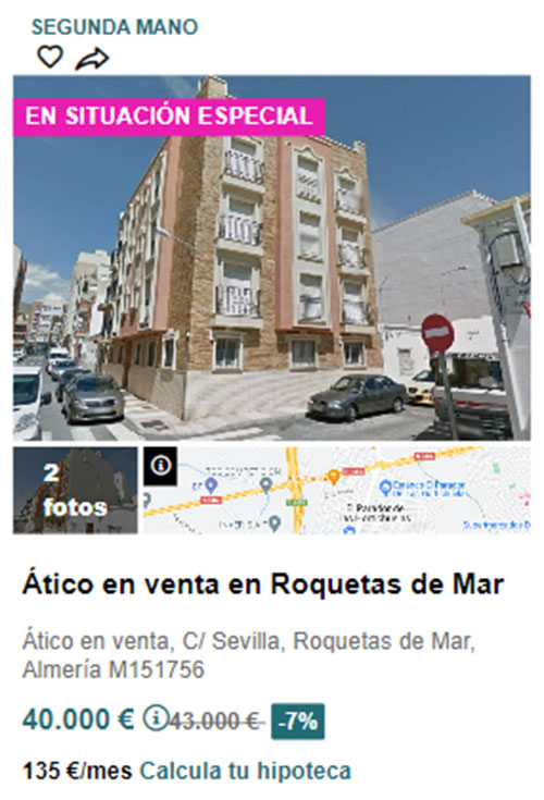 Ático de banco por 40.000 euros