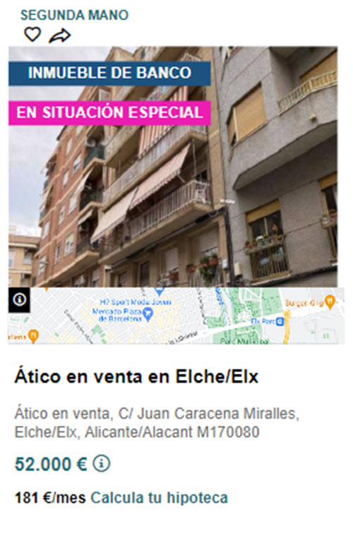 Ático de banco por 52.000 euros