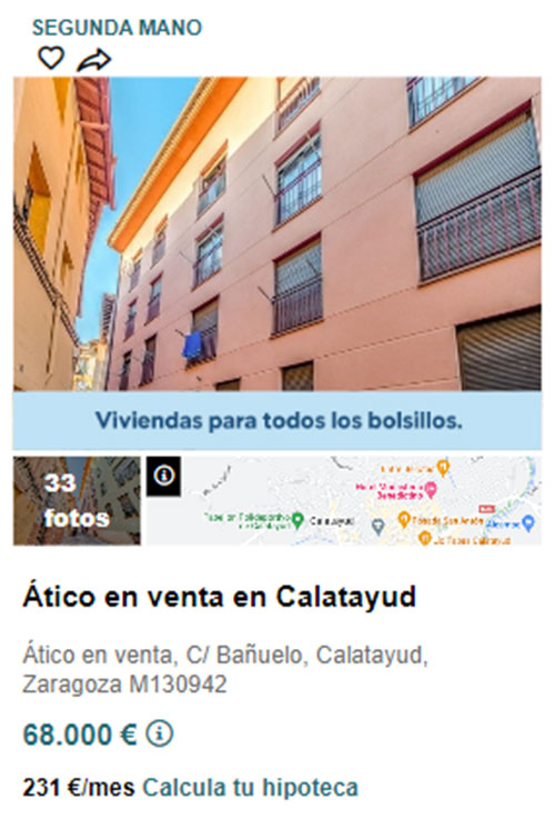 Ático de banco por 68.000 euros