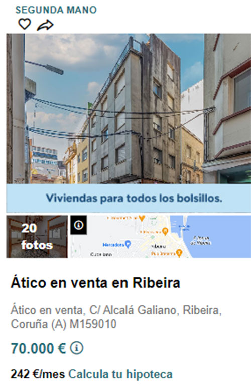 Ático de banco por 70.000 euros