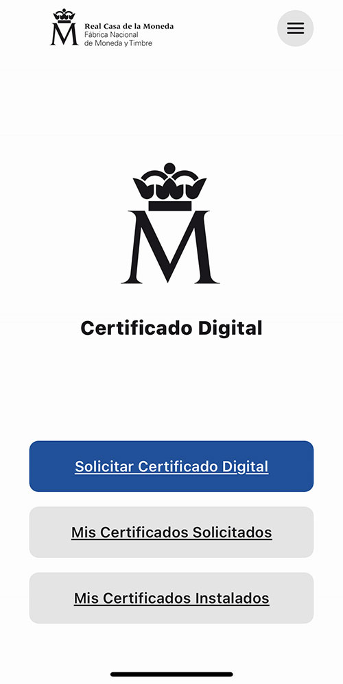 Solicitar certificado digital