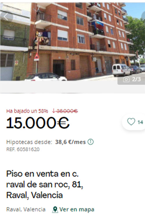 Piso con descuento en Servihabitat por 15.000 euros