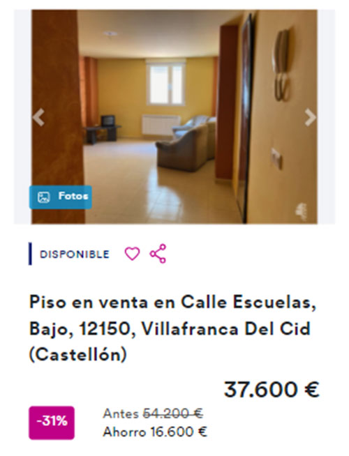 Piso con descuento de Cajamar por 37.600 euros