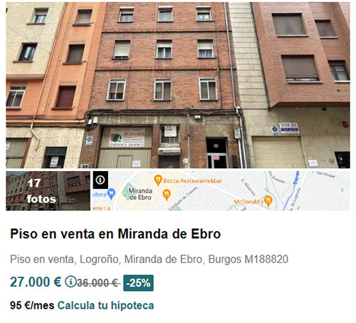 Piso a la venta en Solvia por 27.000 euros