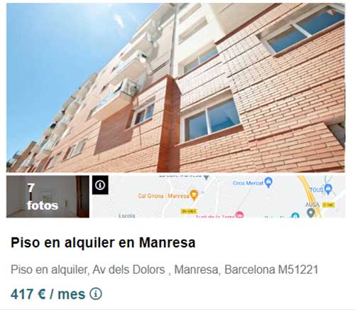 Piso de banco en alquiler por 417 euros 