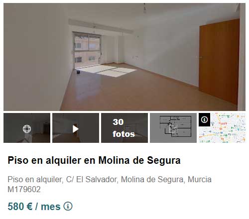 Piso de banco en alquiler por 580 euros