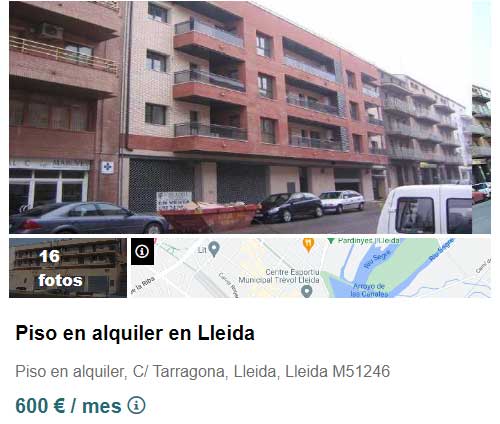 Piso de banco en alquiler por 600 euros