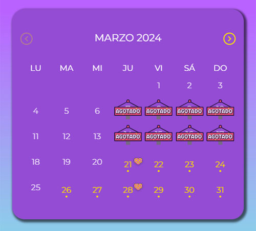 Calendario visita parque hinchable