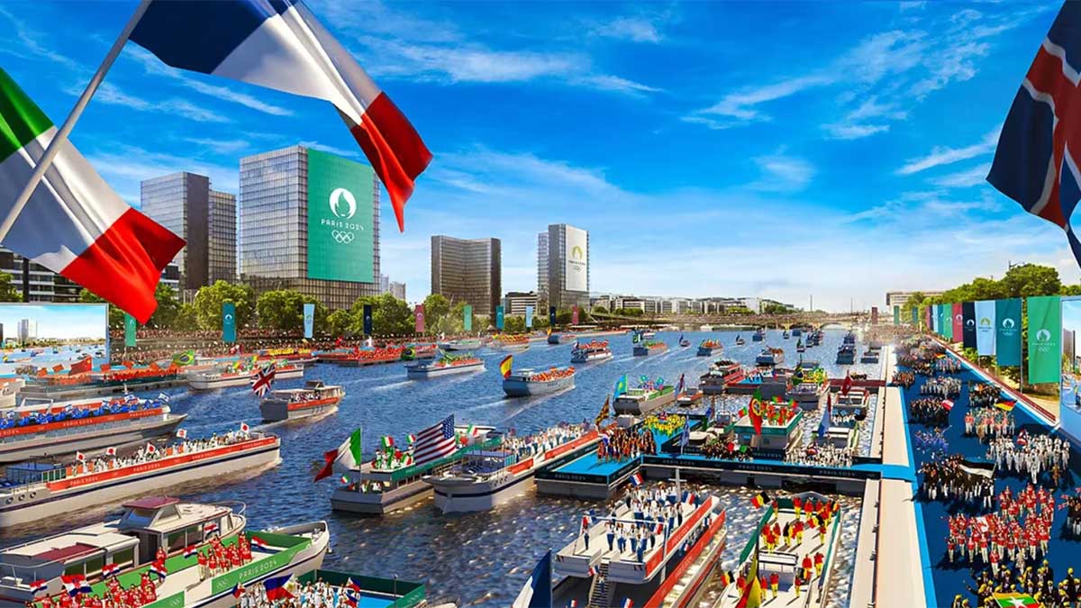 Desfile de barcos en la ceremonia de apertura de los JJOO 2024.