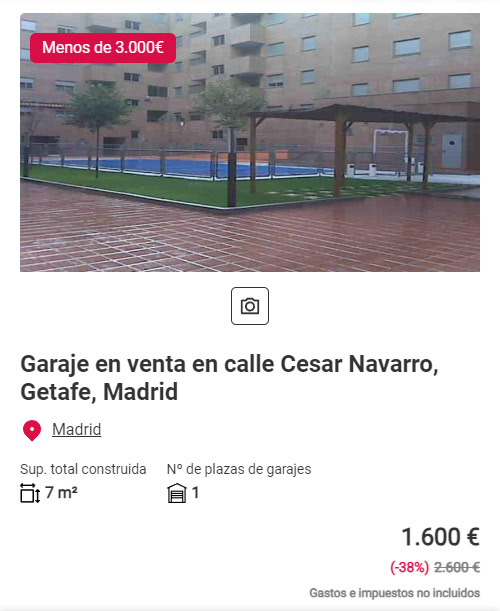 Plaza de garaje en Madrid 1.600 euros