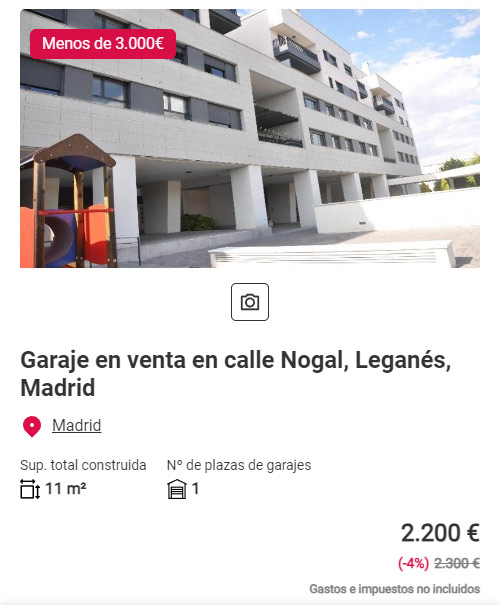 Plaza de garaje en Madrid 2.200 euros