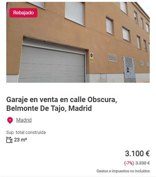Plaza de garaje en Madrid por 3.100 euros