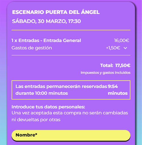 Gastos de gestión y resumen de compra