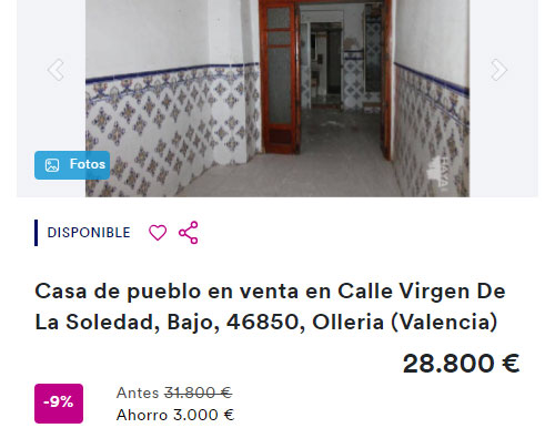 Casa en Cajamar por 28.000 euros