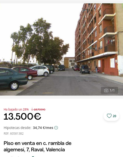 Piso en Valencia por 13.500 euros