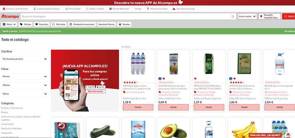 Catálogo de Alcampo online.