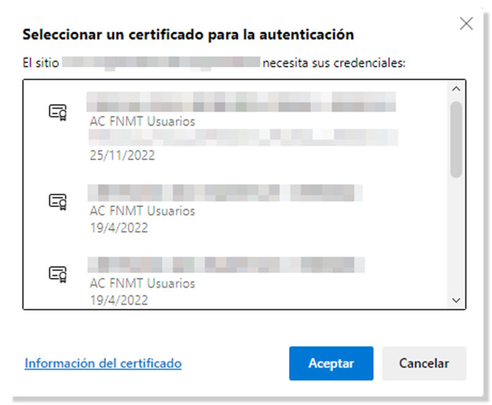 Seleccion certificados