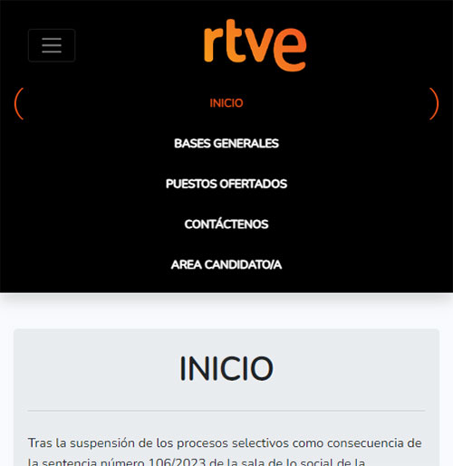 Menú web convocatoria