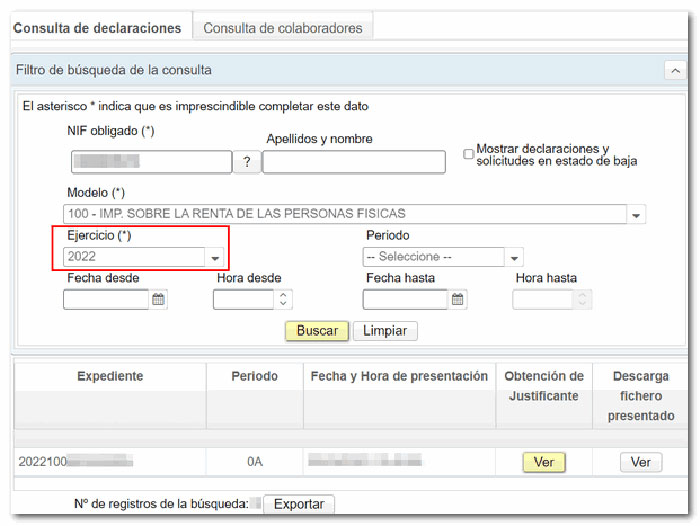 Casillas del formulario