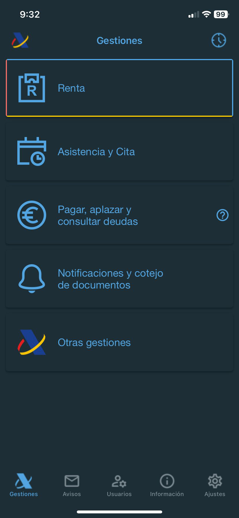 Gestiones Renta app AEAT.