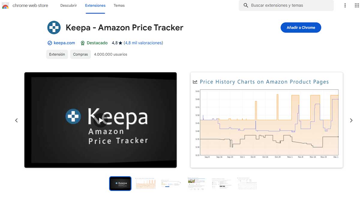 Extensión Chrome Keepa