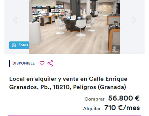 Alquiler de local en Haya por 710 euros al mes