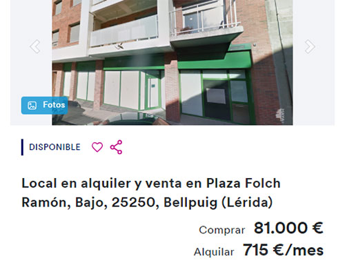 Alquiler de local en Haya por 715 euros al mes