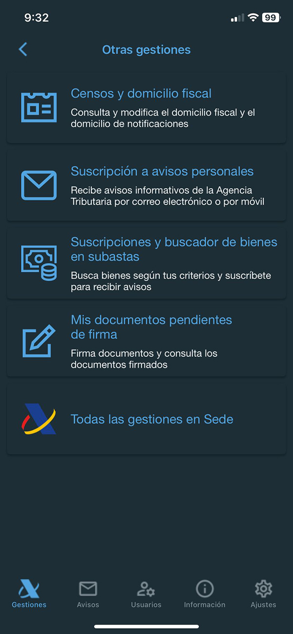 Otras gestiones app AEAT.