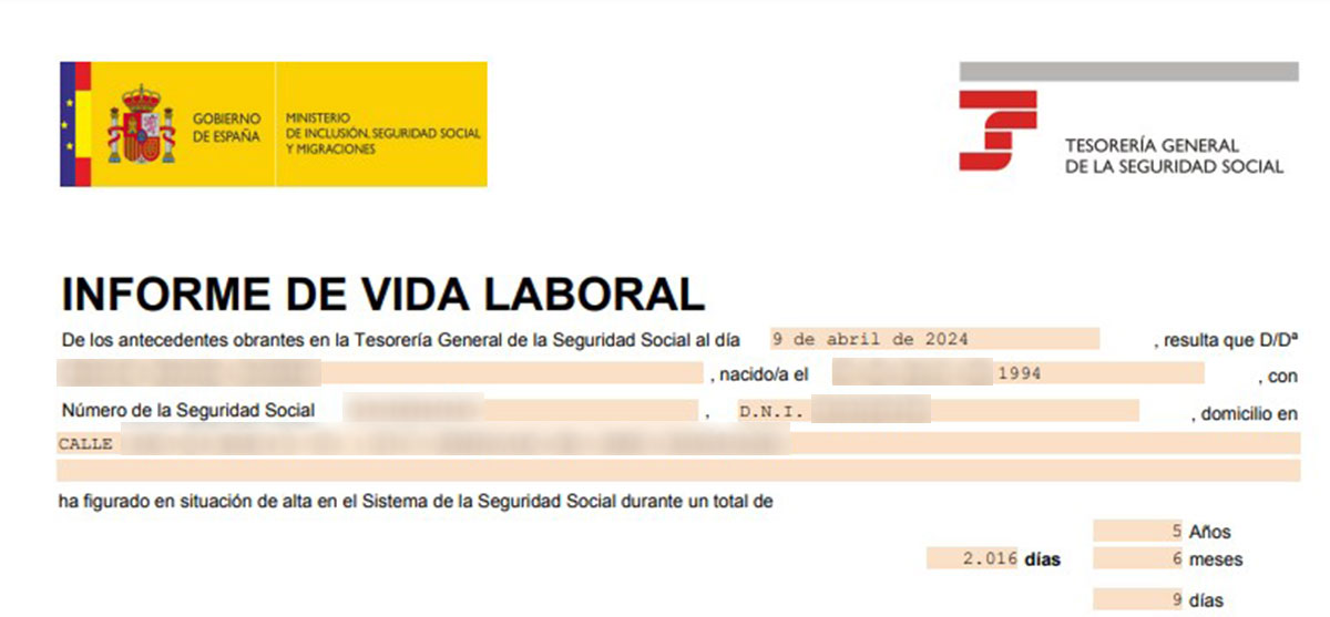 Encabezado de vida laboral