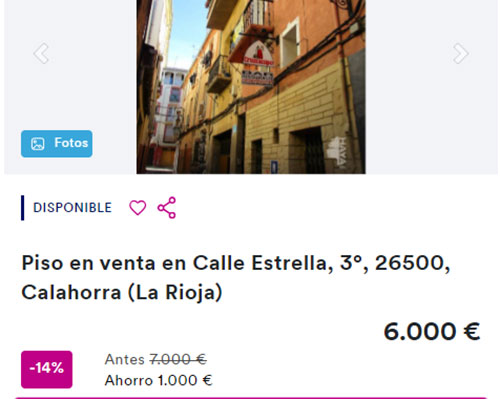 Piso a la venta en Haya por 6.000 euros