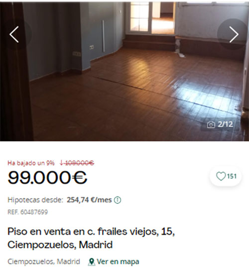 Piso en Madrid por 99.000 euros