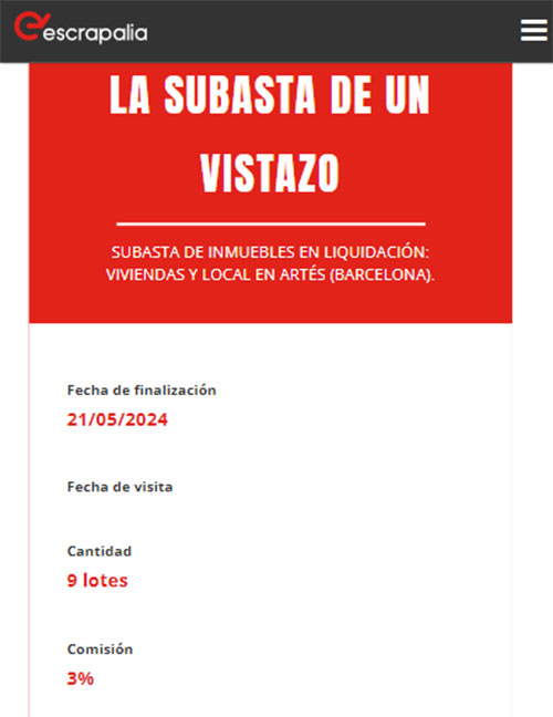 Datos de la subasta