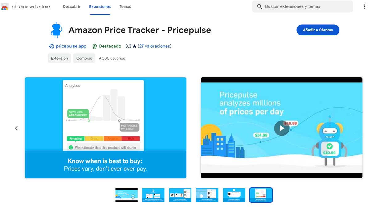 Extensión Chrome Pricepulse.