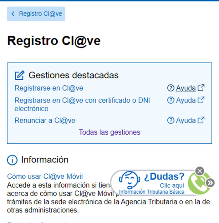 Registro en clave