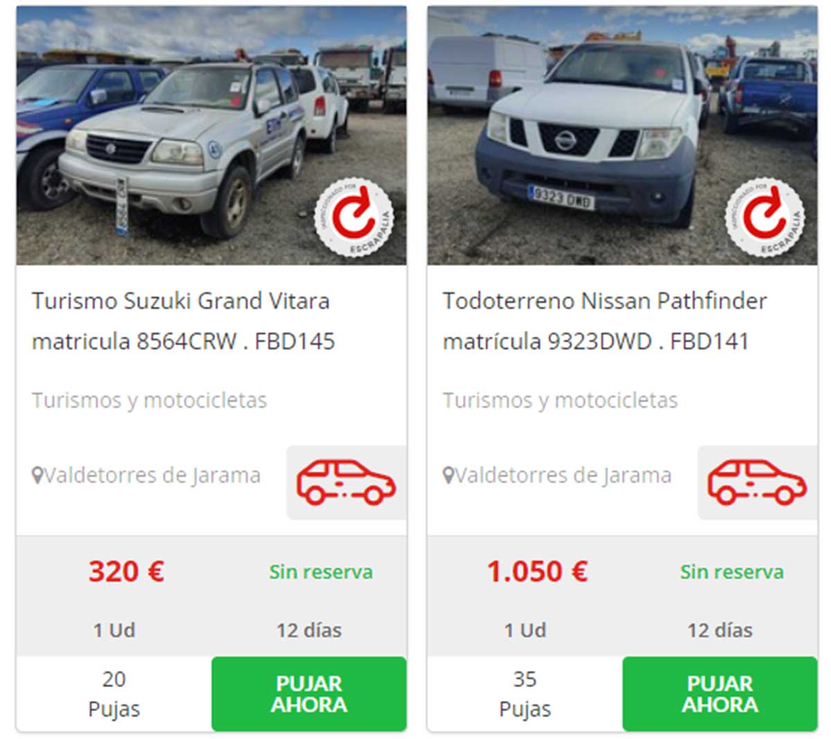 Subasta Escrapalia por 320 euros