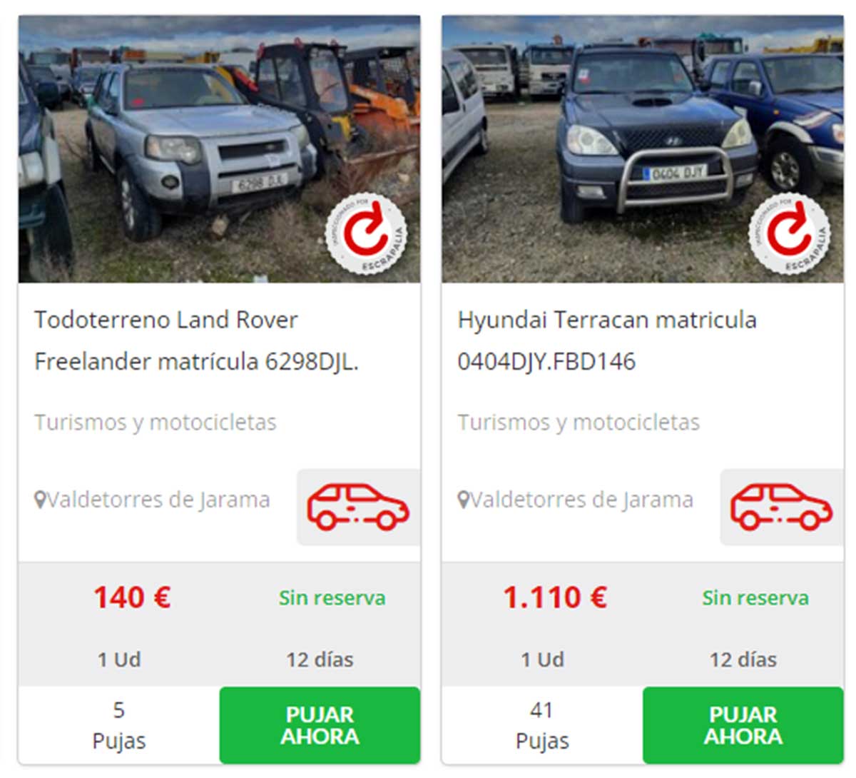 Subasta de coches por 140 euros