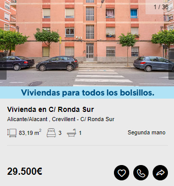 Piso de Solvia en Crevillente por 29.500 euros.