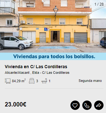 Piso de Solvia en Elda por 23.000 euros.