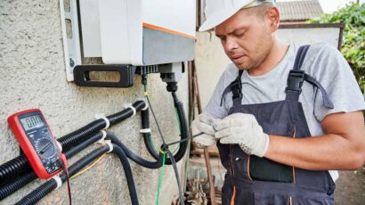 Un trabajador autónomo realizando una instalación eléctrica.
