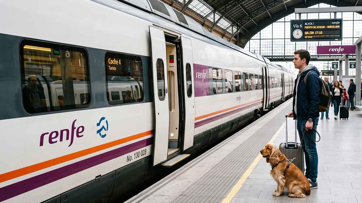 Ya puedes viajar en Renfe con perros de hasta 40 kilos, pero los expertos recuerdan la documentación que debes llevar