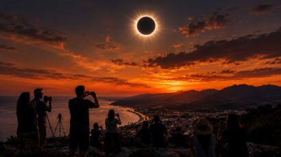 Recreación del eclipse solar del 12 de agosto de 2026.