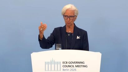 Christine Lagarde, presidenta del Banco Central Europeo, durante la rueda de prensa de la subida de tipos del 10 de septiembre.